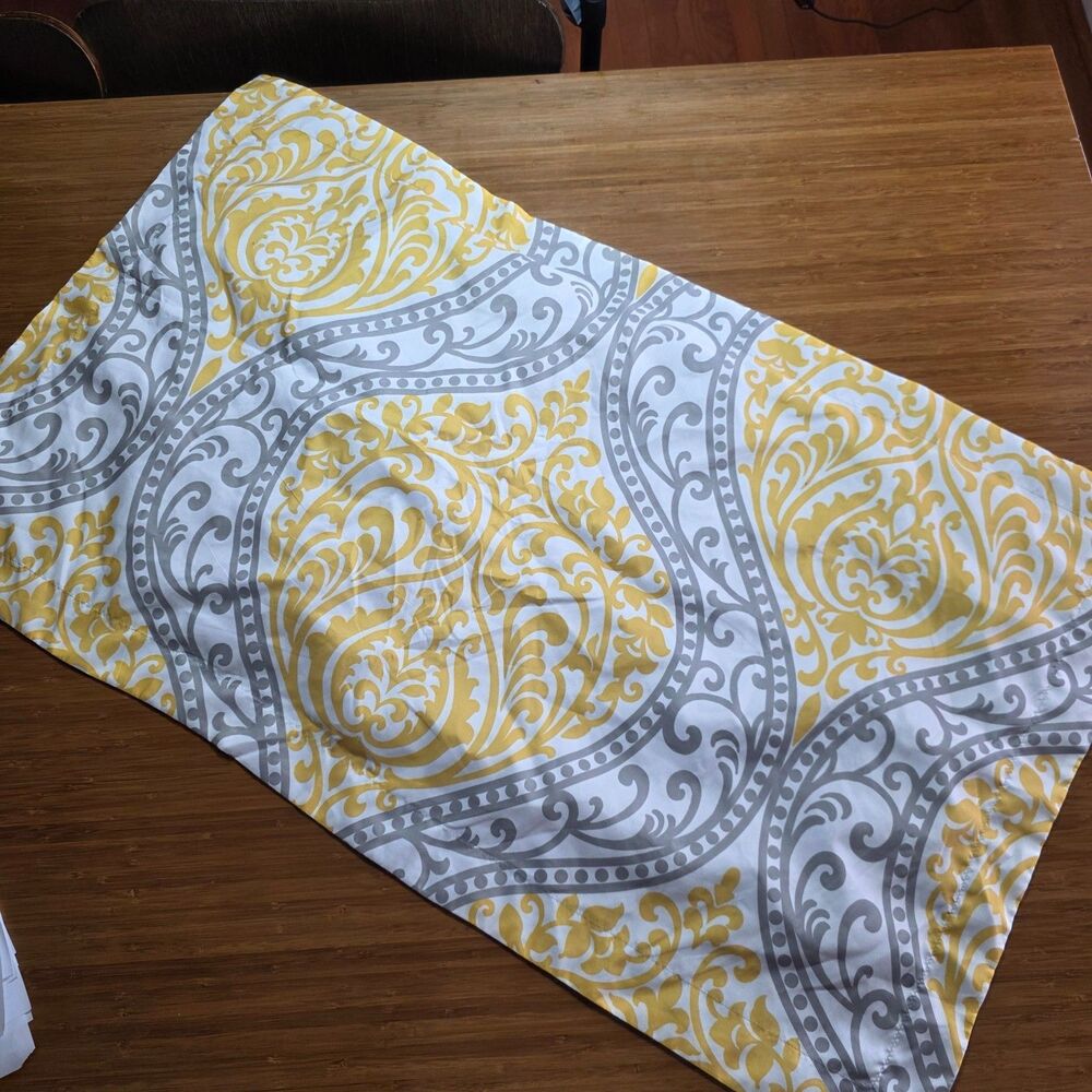 Gray and Yellow King Pillow Cases (2) Sateen Fabric Graphic design